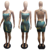 EVE Sexy Print Tie Up Backless Mini Dress BLI-2291