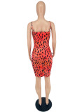 EVE Plus Size Leopard Spaghetti Strap Ruched Mini Dress YBSF-6665