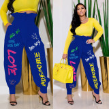 EVE Casual Loose Printed Sashes Long Pants WSYF-5856