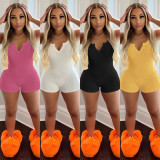 EVE Solid Ribbed Sleeveless Skinny Romper GLF-8114