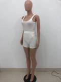 EVE Solid Sleeveless Bodysuit+Shorts 2 Piece Suits HTF-6065