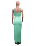 EVE Solid Sleeveless Strap Split Maxi Dress OMY-0018