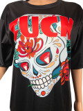 EVE Skull Print Long Style O Neck T Shirt WSM-2022