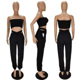 EVE Solid Color Fashion Tube Top And Pants Two Piece Sets NM-8357