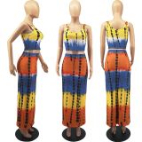 EVE Tie Dye Print Sleeveless Maxi Skirt 2 Piece Sets FOSF-8075