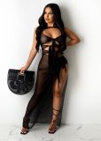 EVE Sexy Mesh See Through Hollow Sleeveless Maxi Dress TR-1142