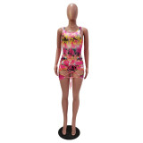 EVE Sexy Printed Bodysuit Swimsuit+Mini Skirt TR-1141