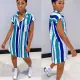 EVE Plus Size Striped Short Sleeve Shirt Dress LS-0347