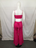 EVE Sexy Solid Cami Top Wide Leg Pants 2 Piece Suits QYF-0265