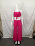 EVE Sexy Solid Cami Top Wide Leg Pants 2 Piece Suits QYF-0265