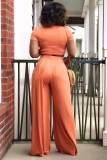 EVE Solid T Shirt Wide Leg Pants Two Piece Sets RUF-8925