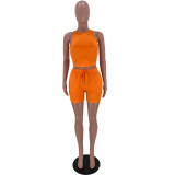 EVE Solid Color Vest Shorts Fashion Casual Two Piece Sets ARM-8288