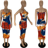EVE Sexy Fashion Hollow Tie-dye Print Dress MN-9304