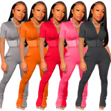 EVE Solid Color Sports Casual Short Sleeve And Pants Two Piece Sets ARM-8283