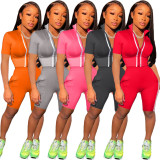 EVE Spliced Sports Casual Short Sleeve Shorts Two Piece Sets ARM-8286