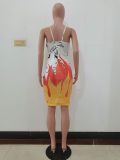 EVE Sexy Printed Spaghetti Strap Bodycon Dress AL-248