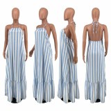 EVE Casual Striped Halter Loose Maxi Dress ZNF-9072