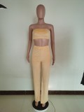 EVE Fashion Solid Color Tube Top And Pants Two Piece Sets AWF-5871