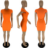 EVE Casual Solid Short Sleeve O Neck Mini Dress MN-9305