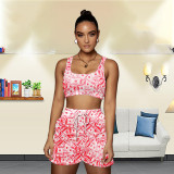 EVE Letter Printed Sports Tank Top Shorts 2 Piece Sets MX-1192