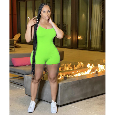 EVE Sexy Solid Sleeveless Strap Romper WSM-2002
