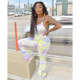 EVE Sexy Tie Dye Print Strap Stacked Jumpsuit YFS-Q606