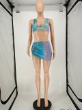 EVE Sexy Printed Vest Top Mini Skirt 2 Piece Sets NLAF-6058