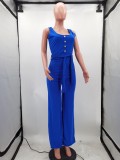 EVE Solid Sleeveless Sashes One Piece Jumpsuits HM-6330