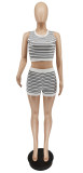 EVE Casual Striped Sleeveless Two Piece Shorts Set WSYF-5871