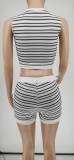 EVE Casual Striped Sleeveless Two Piece Shorts Set WSYF-5871