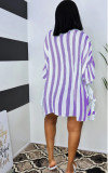EVE Casual Loose Striped Ruffled Shirt Dress LS-0350