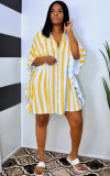 EVE Casual Loose Striped Ruffled Shirt Dress LS-0350