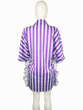 EVE Casual Loose Striped Ruffled Shirt Dress LS-0350