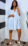EVE Casual Loose Striped Ruffled Shirt Dress LS-0350