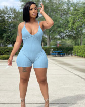 EVE Sexy Solid Backless Cross Strap Romper MUL-S172