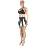 EVE Sexy Halter Patchwork Mini Skirt 2 Piece Sets MEI-9182