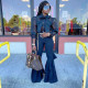 EVE Elegant Bow Tie Blouse Top Flared Pants 2 Piece Sets SFY-MM007