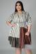 EVE Plus Size Striped Patchwork Shirt Dress Without Belt BMF-PP058