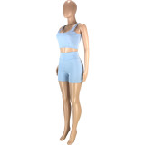 EVE Solid Sports Tank Top And Shorts 2 Piece Sets MEI-9185