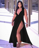EVE Plus Size Sexy Solid Sleeveless High Split Maxi Dress WAF-7205
