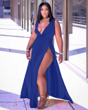 EVE Plus Size Sexy Solid Sleeveless High Split Maxi Dress WAF-7205