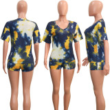 EVE Tie Dye Casual Two Piece Shorts Set With Mask SH-3811