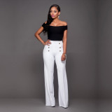 EVE Solid Double Breasted High Waist Pants SH-2006-0