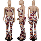 EVE Sexy Printed Halter Hollow Out Jumpsuit APLF-5063