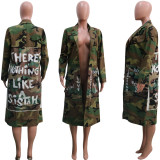 EVE Plus Size Camo Print Full Sleeve Long Coat SH-3726