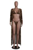 EVE Fashion Sexy Leopard Print Cloak + Bikini Three Piece Set YS-8321