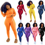 EVE Plus Size Solid Color Casual Sports Coat And Pants Two Piece Set (With Mask) SH-390124
