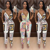 EVE Fashion Casual Print Sling jumpsuit (With Belt) WMEF-2068
