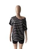 EVE Casual Striped T Shirt And Shorts 2 Piece Sets WUM-2526