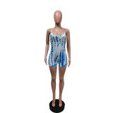 EVE Fashion Backless Tie-dye Print Rompers YUEM-1617